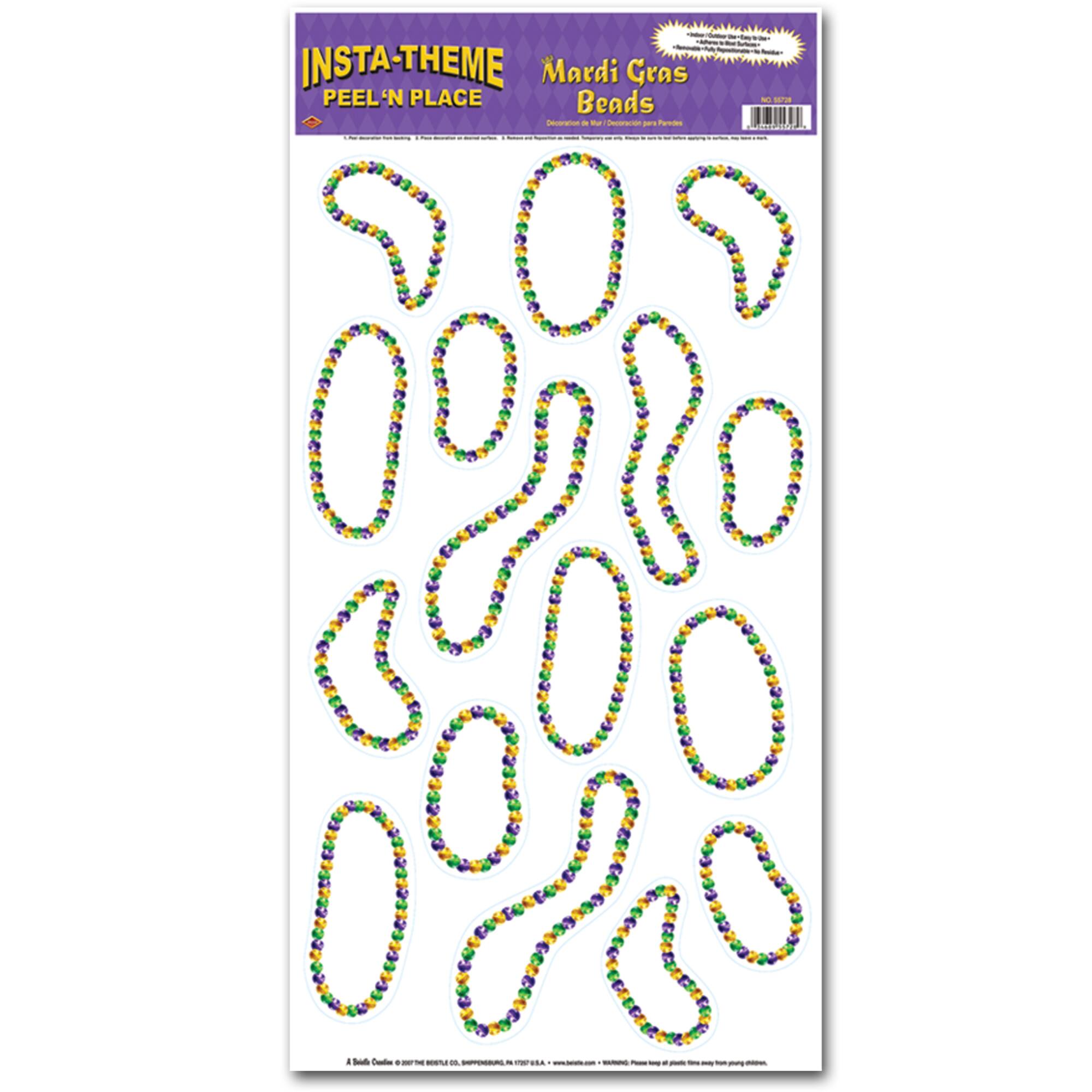 Beistle Mardi Gras Beads Peel 'N Place Sheets, 2ct.
